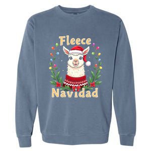 Fleece Navidad Christmas Cute Llama Garment-Dyed Sweatshirt