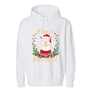 Fleece Navidad Christmas Cute Llama Garment-Dyed Fleece Hoodie