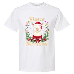 Fleece Navidad Christmas Cute Llama Garment-Dyed Heavyweight T-Shirt