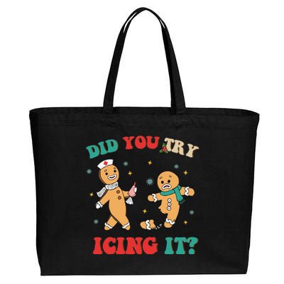 Funny Nurse Christmas Did You Try Icing It  Christmas Nurse Nicu Nurse Christma Cotton Canvas Jumbo Tote