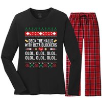 Funny Nurse Christmas Shirts Ugly Xmas Gift Women's Long Sleeve Flannel Pajama Set 