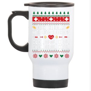 Funny Nurse Christmas Shirts Ugly Xmas Gift Stainless Steel Travel Mug