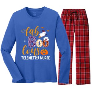 Fabulous Nurse Costume Faboolous Telemetry Nurse Boo Crew Cute Gift Women's Long Sleeve Flannel Pajama Set 