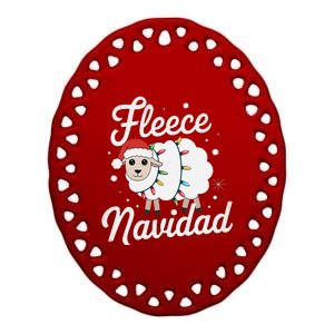 Fleece Navidad Christmas Decor With Cute Shee.P And Festive Ceramic Oval Ornament