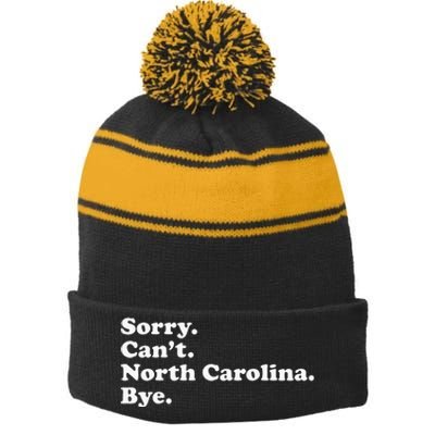 Funny North Carolina Stripe Pom Pom Beanie