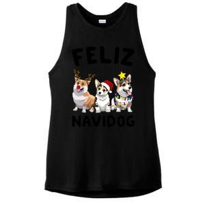 Feliz Navidog Christmas Ladies PosiCharge Tri-Blend Wicking Tank