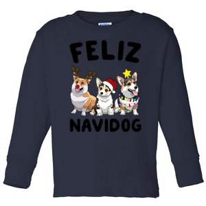 Feliz Navidog Christmas Toddler Long Sleeve Shirt