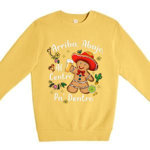 Feliz Navidad Christmas Mexican Gingerbead With Sombrero Premium Crewneck Sweatshirt