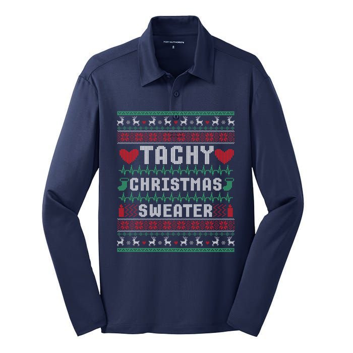 Funny Nurse Christmas Silk Touch Performance Long Sleeve Polo