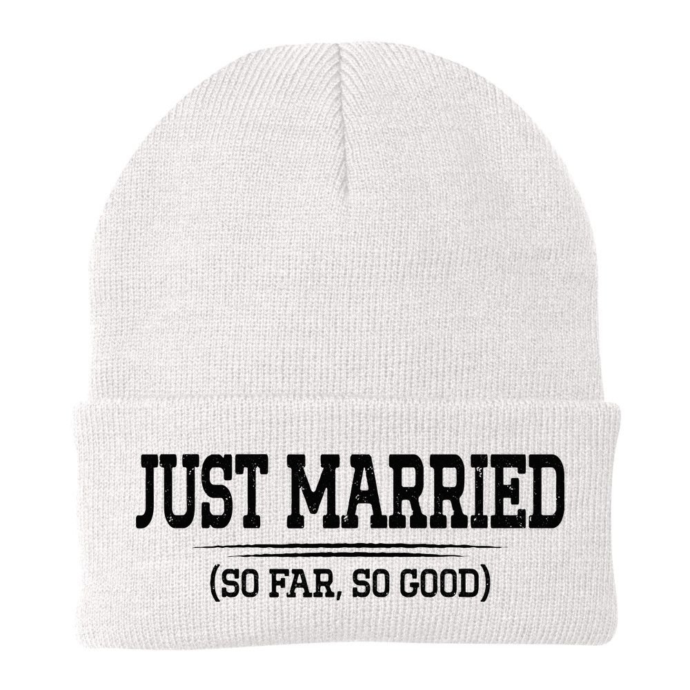Funny Newlywed Couple Just Married So Far So Good Husband Beanie