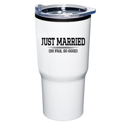 Funny Newlywed Couple Just Married So Far So Good Husband Tumbler