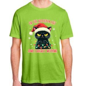 Funny Naughty Cat Santa Tangled Up In Christmas Lights Great Gift Adult ChromaSoft Performance T-Shirt