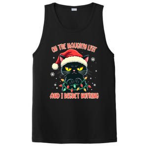 Funny Naughty Cat Santa Tangled Up In Christmas Lights Great Gift PosiCharge Competitor Tank