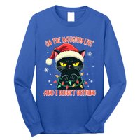 Funny Naughty Cat Santa Tangled Up In Christmas Lights Great Gift Long Sleeve Shirt