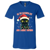 Funny Naughty Cat Santa Tangled Up In Christmas Lights Great Gift V-Neck T-Shirt