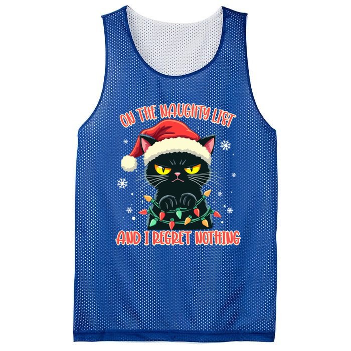 Funny Naughty Cat Santa Tangled Up In Christmas Lights Great Gift Mesh Reversible Basketball Jersey Tank