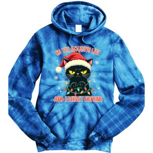 Funny Naughty Cat Santa Tangled Up In Christmas Lights Great Gift Tie Dye Hoodie