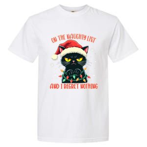 Funny Naughty Cat Santa Tangled Up In Christmas Lights Great Gift Garment-Dyed Heavyweight T-Shirt