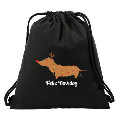 Feliz Navidog Christmas Drawstring Bag