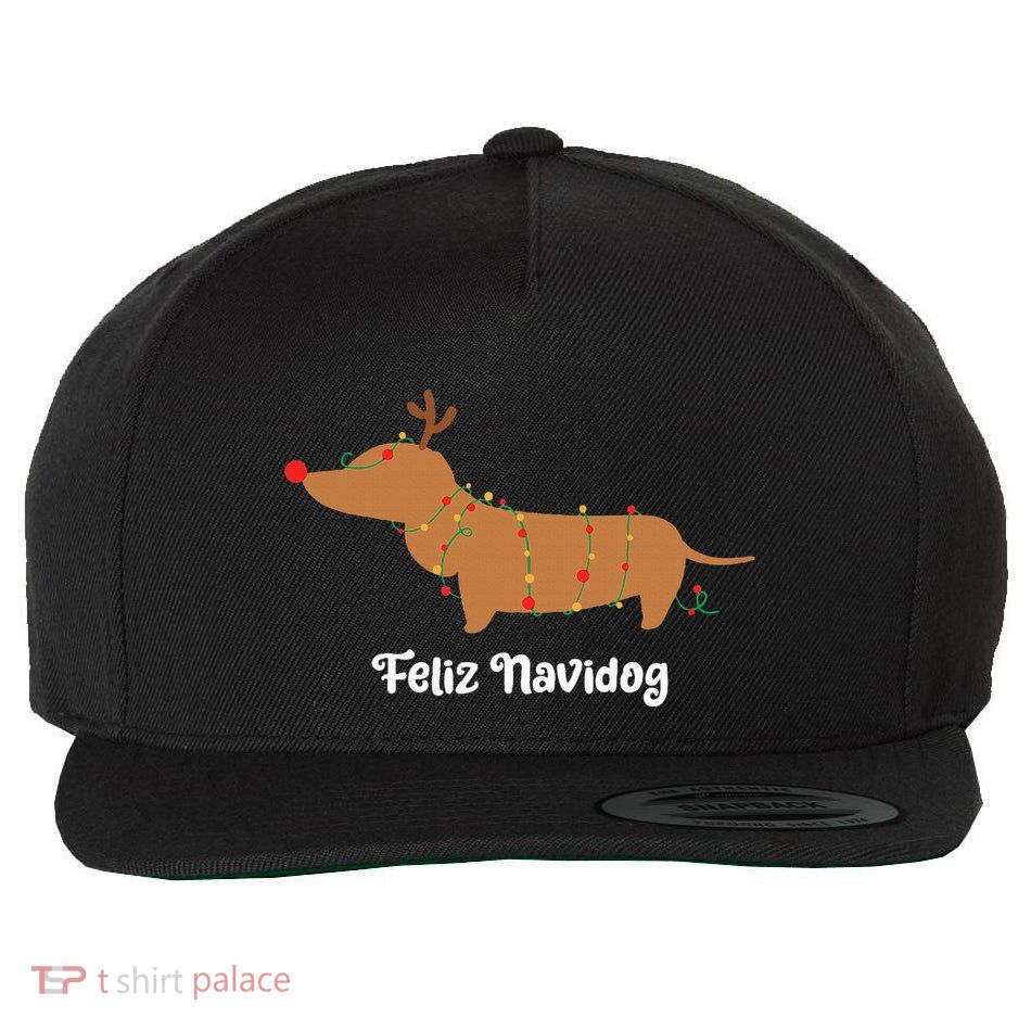 Feliz Navidog Christmas Wool Snapback Cap