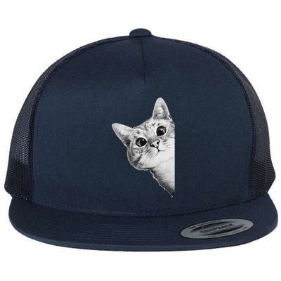 Funny Ninja Cat Meme Gift Flat Bill Trucker Hat