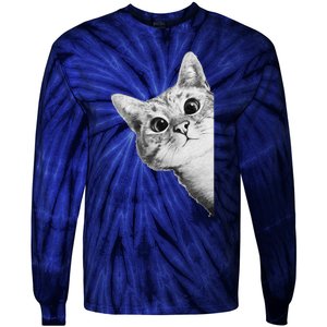 Funny Ninja Cat Meme Gift Tie-Dye Long Sleeve Shirt