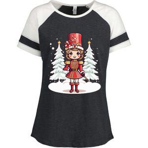 Female Nutcracker Christmas Themed  Enza Ladies Jersey Colorblock Tee