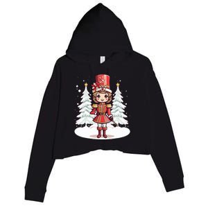 Female Nutcracker Christmas Themed  Crop Fleece Hoodie