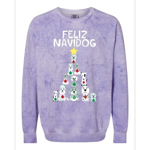 Feliz Navidog Christmas Dog Funny Cute Xmas Tree Colorblast Crewneck Sweatshirt