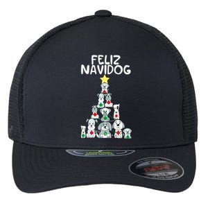 Feliz Navidog Christmas Dog Funny Cute Xmas Tree Flexfit Unipanel Trucker Cap