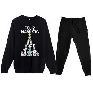 Feliz Navidog Christmas Dog Funny Cute Xmas Tree Premium Crewneck Sweatsuit Set