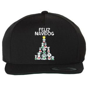 Feliz Navidog Christmas Dog Funny Cute Xmas Tree Wool Snapback Cap