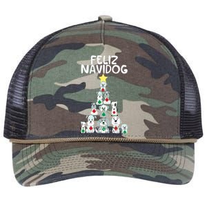 Feliz Navidog Christmas Dog Funny Cute Xmas Tree Retro Rope Trucker Hat Cap