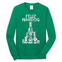 Feliz Navidog Christmas Dog Funny Cute Xmas Tree Long Sleeve Shirt