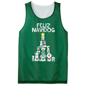 Feliz Navidog Christmas Dog Funny Cute Xmas Tree Mesh Reversible Basketball Jersey Tank