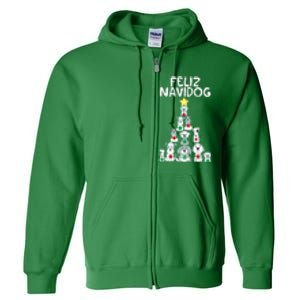 Feliz Navidog Christmas Dog Funny Cute Xmas Tree Full Zip Hoodie