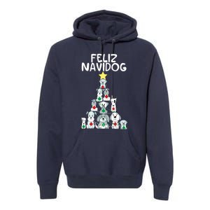 Feliz Navidog Christmas Dog Funny Cute Xmas Tree Premium Hoodie