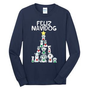 Feliz Navidog Christmas Dog Funny Cute Xmas Tree Tall Long Sleeve T-Shirt