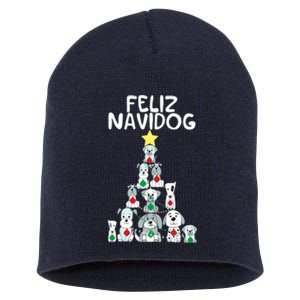 Feliz Navidog Christmas Dog Funny Cute Xmas Tree Short Acrylic Beanie