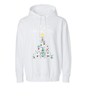 Feliz Navidog Christmas Dog Funny Cute Xmas Tree Garment-Dyed Fleece Hoodie