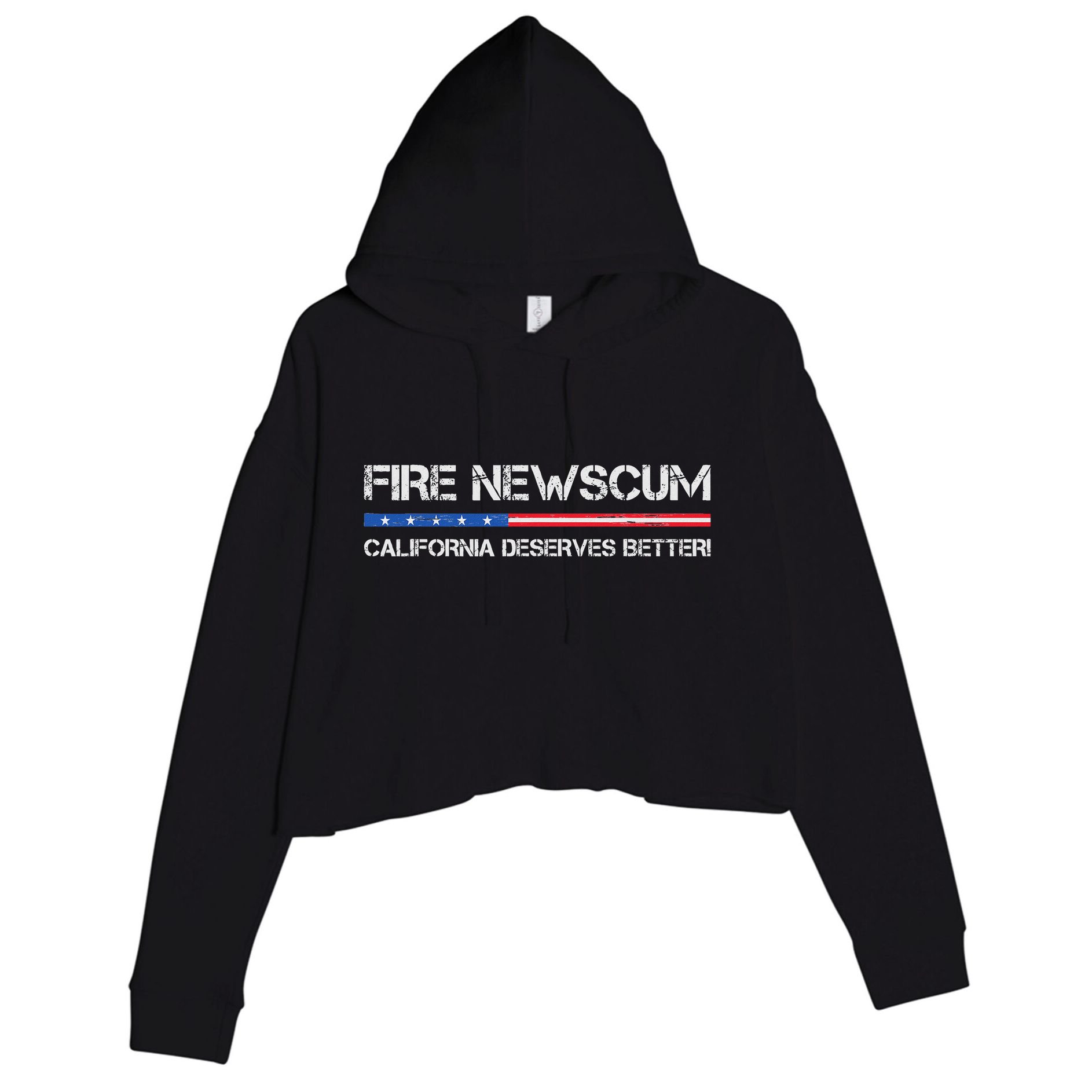 Fire Newscum California Deserves Better Gavin Newsom Crop Fleece Hoodie