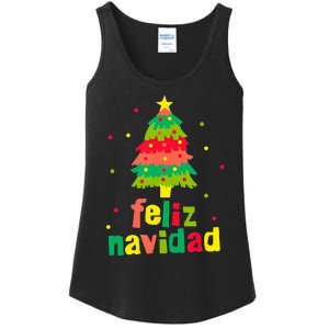 Feliz Navidad Colorful Xmas Tree Christmas Ladies Essential Tank