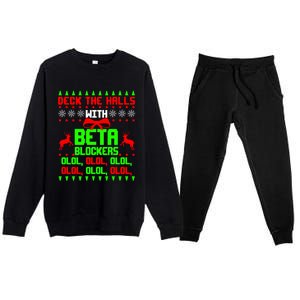 Funny Nurse Cardiologist Nursing Ugly Christmas Beta Blocker Funny Gift Premium Crewneck Sweatsuit Set