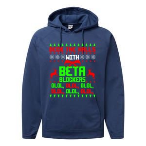 Funny Nurse Cardiologist Nursing Ugly Christmas Beta Blocker Funny Gift Performance Fleece Hoodie