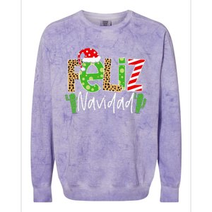 Feliz Navidad Cactus Spanish Christmas Matching Pajamas Colorblast Crewneck Sweatshirt