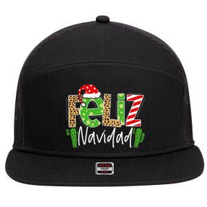 Feliz Navidad Cactus Spanish Christmas Matching Pajamas 7 Panel Mesh Trucker Snapback Hat