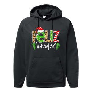 Feliz Navidad Cactus Spanish Christmas Matching Pajamas Performance Fleece Hoodie