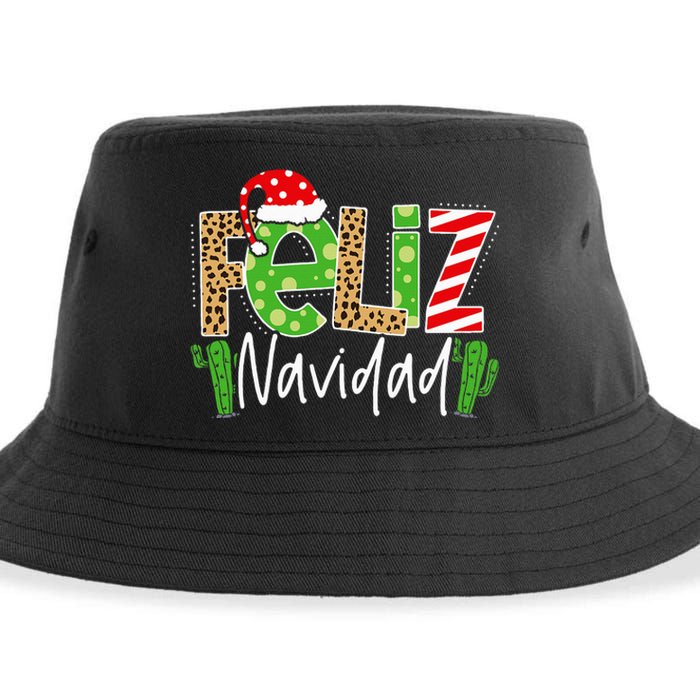 Feliz Navidad Cactus Spanish Christmas Matching Pajamas Sustainable Bucket Hat