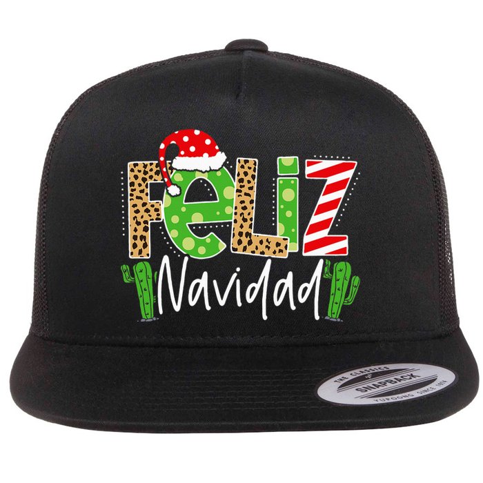 Feliz Navidad Cactus Spanish Christmas Matching Pajamas Flat Bill Trucker Hat