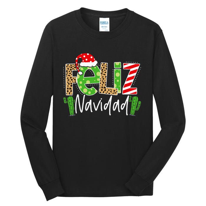 Feliz Navidad Cactus Spanish Christmas Matching Pajamas Tall Long Sleeve T-Shirt